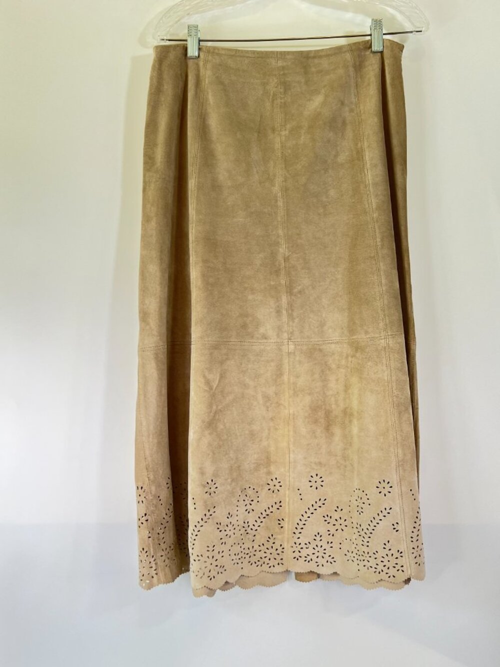 Coldwater Creek Women’s 12P Tan Suede 100% Leather Skirt Boho Western